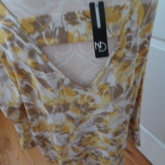 Women's XL Yelow/Tan Tunic Top NWT - Picture 7 of 9
